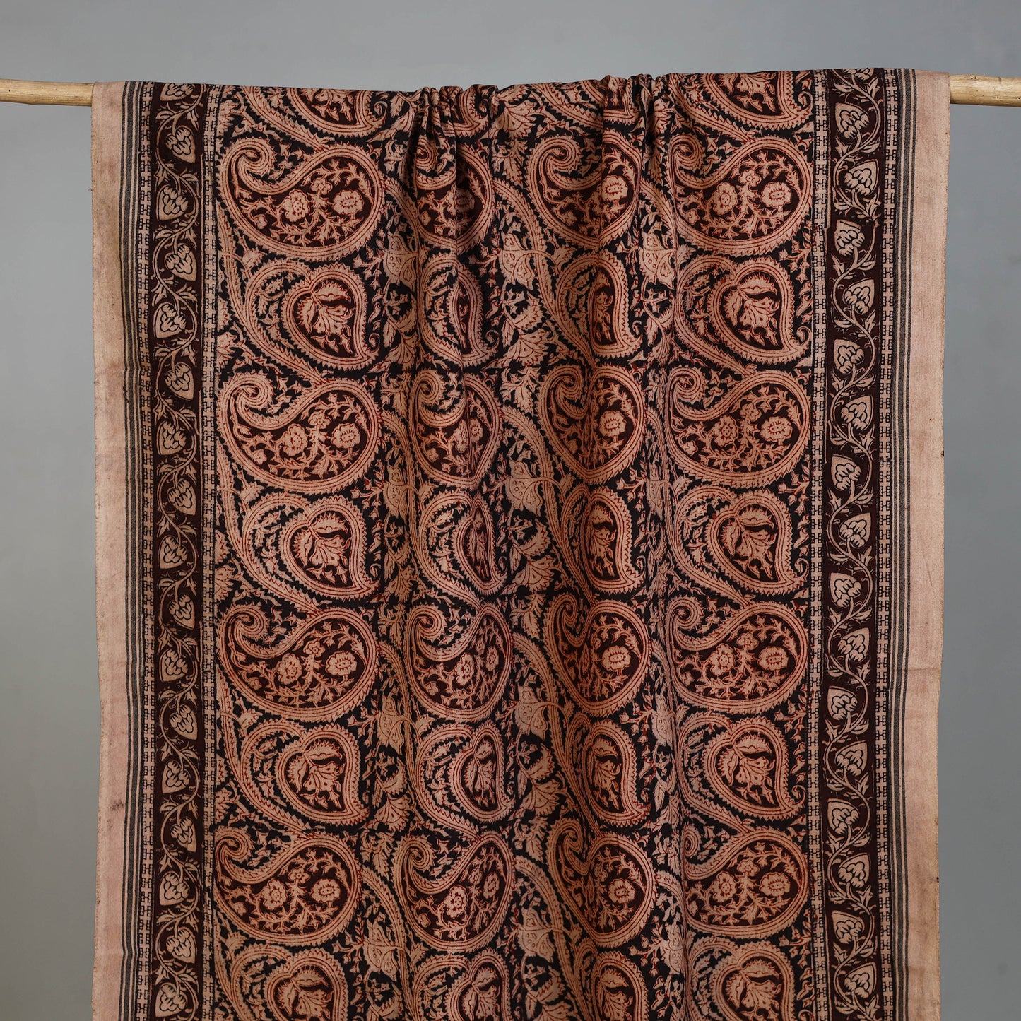 Maroon - Handloom Cotton Natural Dyed Block Print Pedana Kalamkari Towel 43