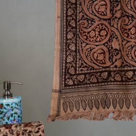 Maroon - Handloom Cotton Natural Dyed Block Print Pedana Kalamkari Towel 43