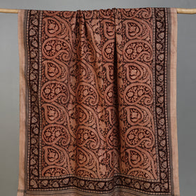 Brown - Handloom Cotton Natural Dyed Block Print Pedana Kalamkari Towel 44