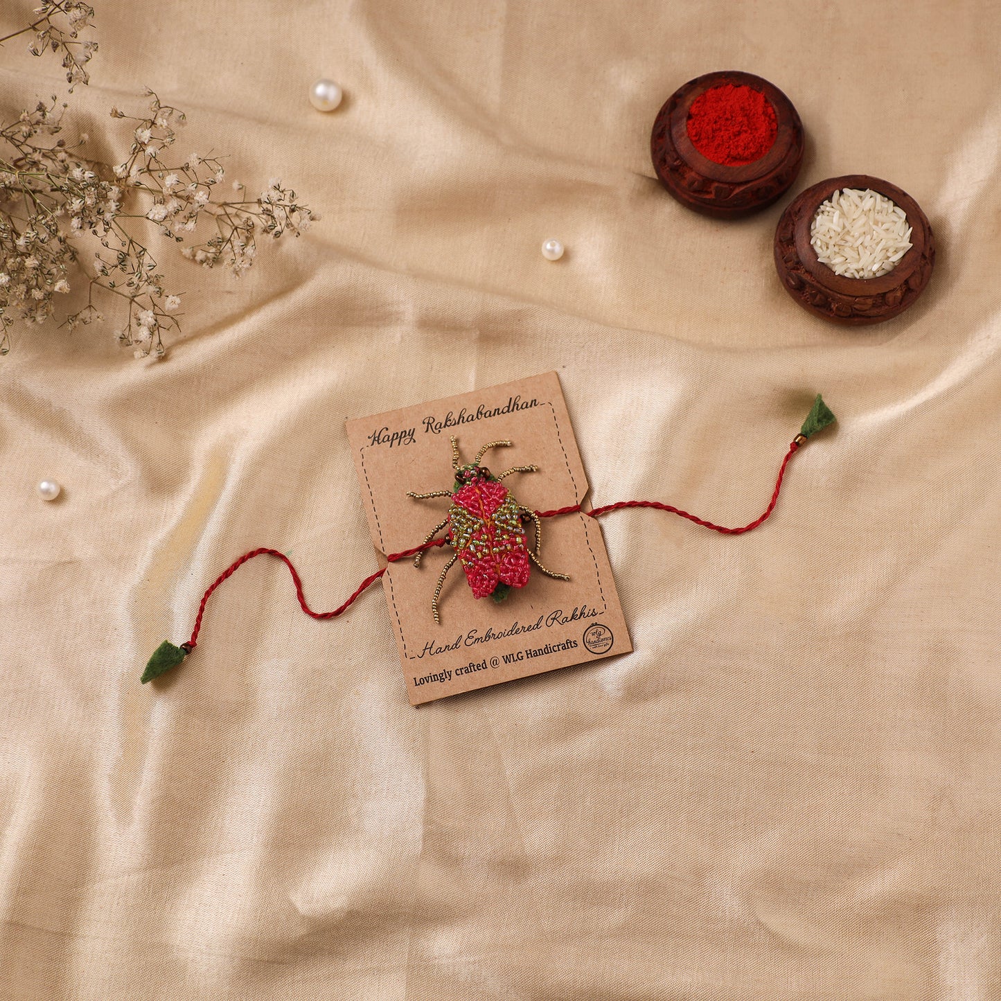 Cockroach - Reusable Hand Embroidered Bead Work Rakhi 10