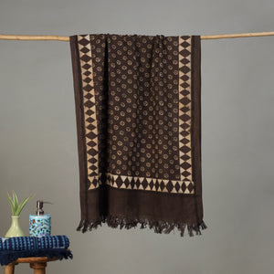 Brown - Pipad Hand Block Print Natural Dyed Pure Handloom Cotton Towel 27