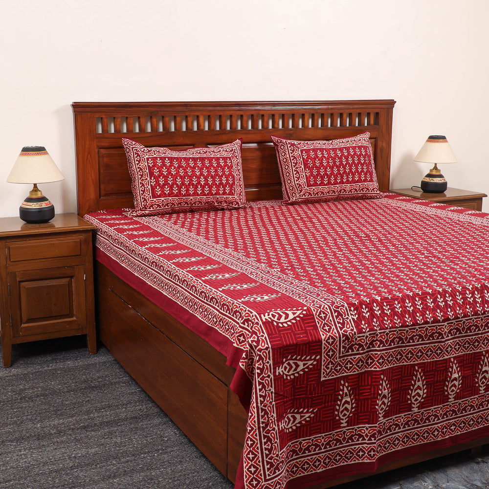 Pure Cotton Double Bagru Print Bed Cover Set 06