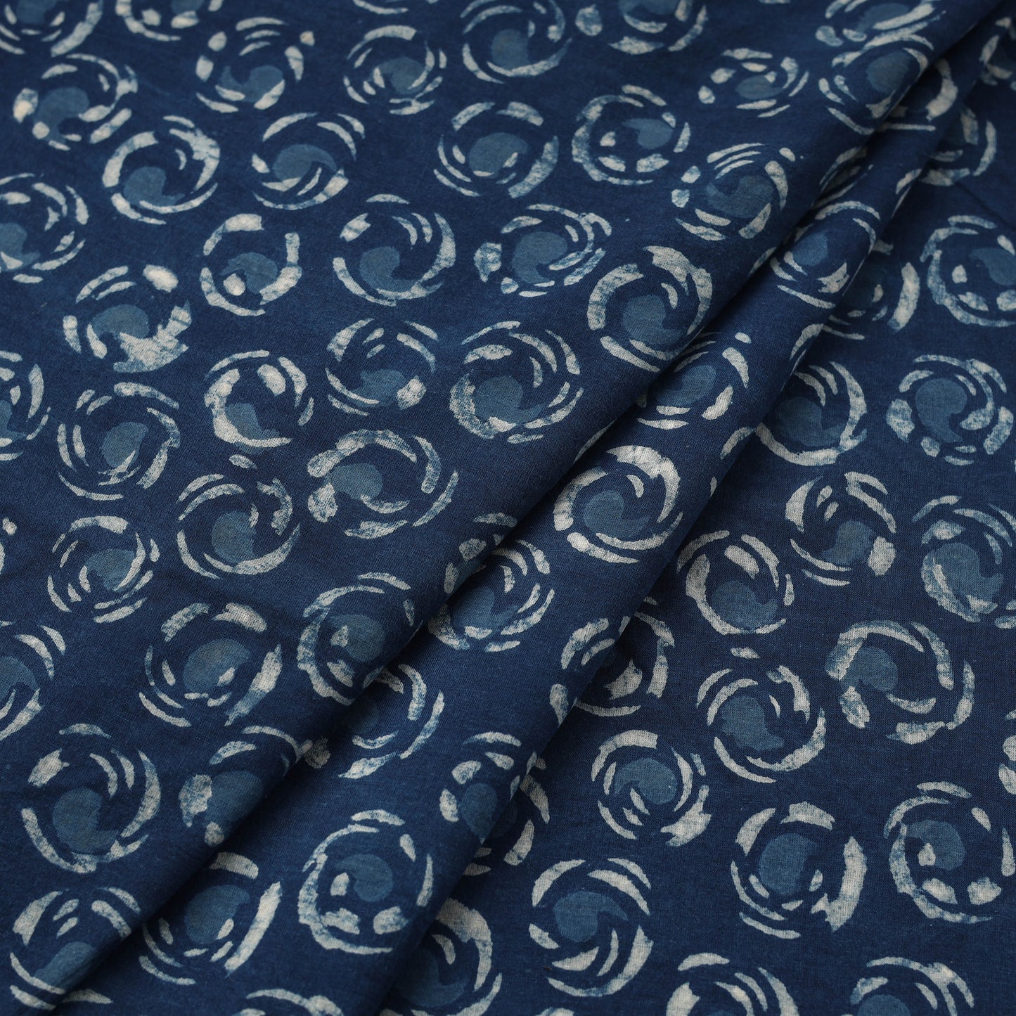 Blue Hand Block Print Cotton Indigo Bagru Fabric