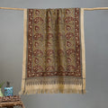 Yellow - Handloom Cotton Natural Dyed Block Print Pedana Kalamkari Towel 45