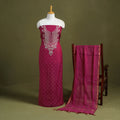 Pink Hand Embroidery 2pc Mul Chanderi Chikankari Dress Material