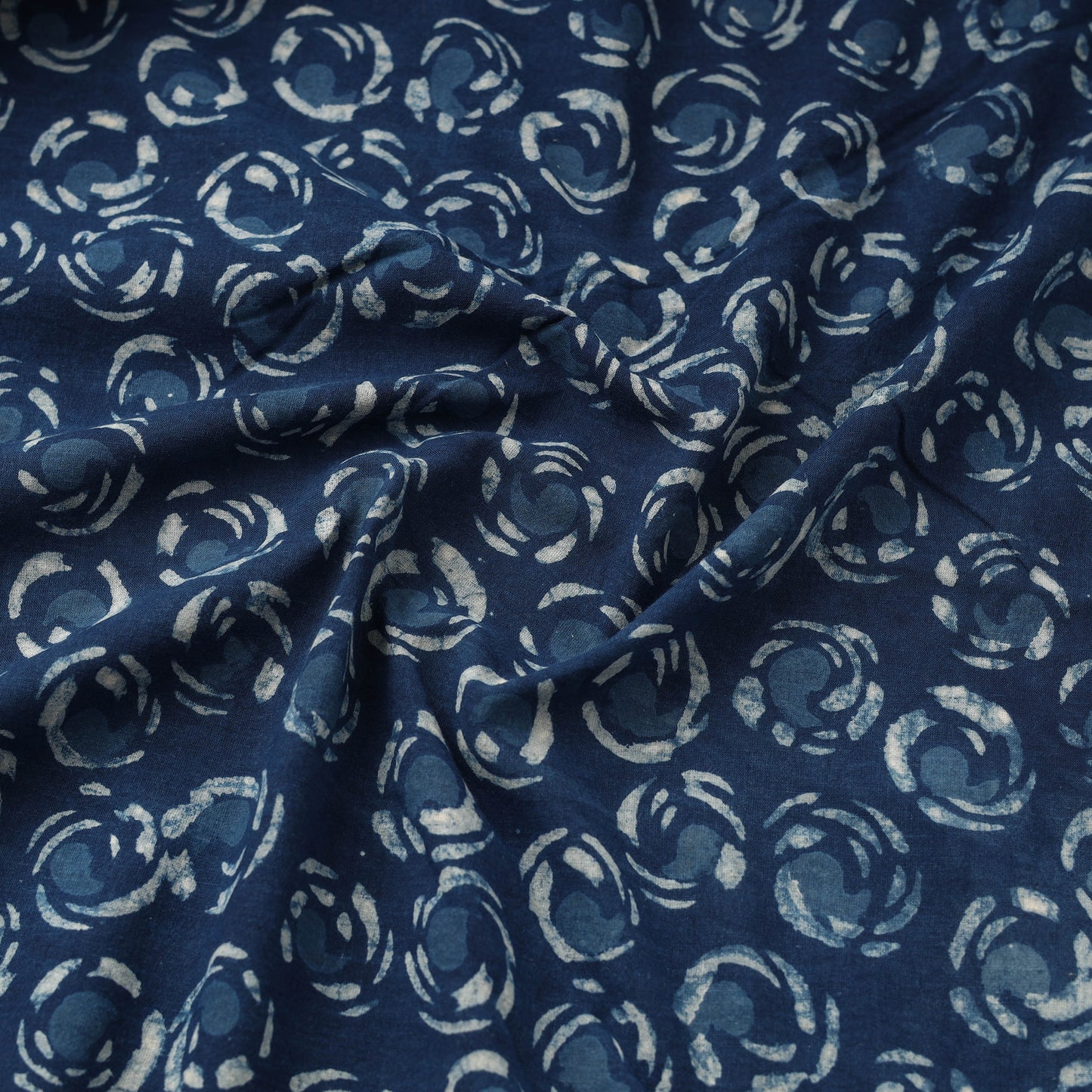 Blue Hand Block Print Cotton Indigo Bagru Fabric