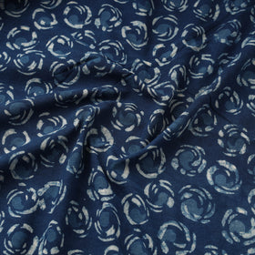 Blue Hand Block Print Cotton Indigo Bagru Fabric