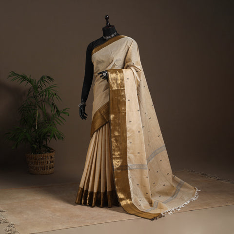 Beige - kandangi buti chettinad cotton saree with border 54