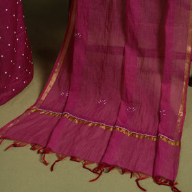 Pink Hand Embroidery 2pc Mul Chanderi Chikankari Dress Material