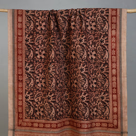 Brown - Handloom Cotton Natural Dyed Block Print Pedana Kalamkari Towel 46