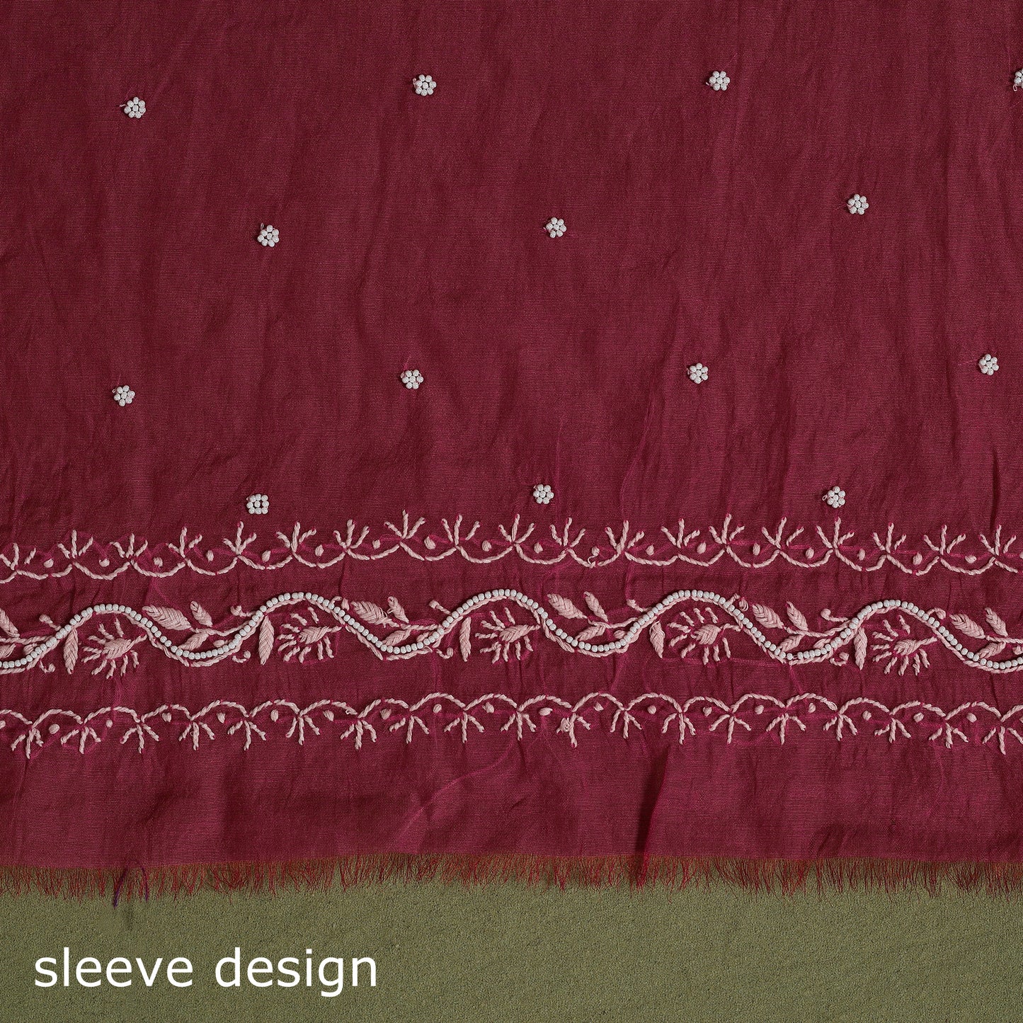 Pink Hand Embroidery 2pc Mul Chanderi Chikankari Dress Material