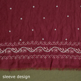 Pink Hand Embroidery 2pc Mul Chanderi Chikankari Dress Material