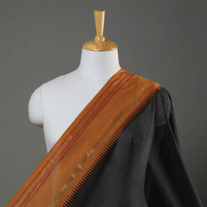 Black - Kanchipuram Cotton Fabric with Zari Border