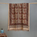 Beige - Handloom Cotton Natural Dyed Block Print Pedana Kalamkari Towel 48