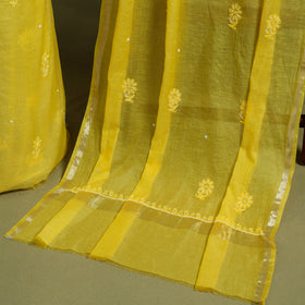 Hand Embroidery 2pc Mul Chanderi Chikankari Dress Material