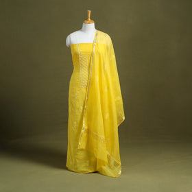 Hand Embroidery 2pc Mul Chanderi Chikankari Dress Material