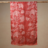 Maroon - Bindaas Block Printed Natural Dyed Linen Handloom Stole 01