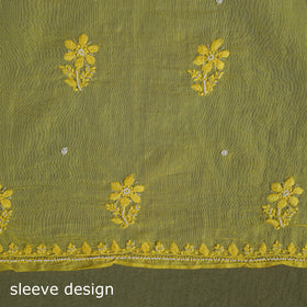Hand Embroidery 2pc Mul Chanderi Chikankari Dress Material