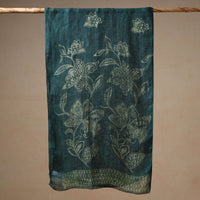 Green - Bindaas Block Printed Natural Dyed Linen Handloom Stole 02