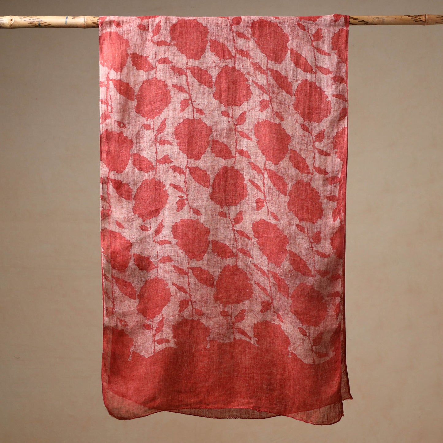 Maroon - Bindaas Block Printed Natural Dyed Linen Handloom Stole 03