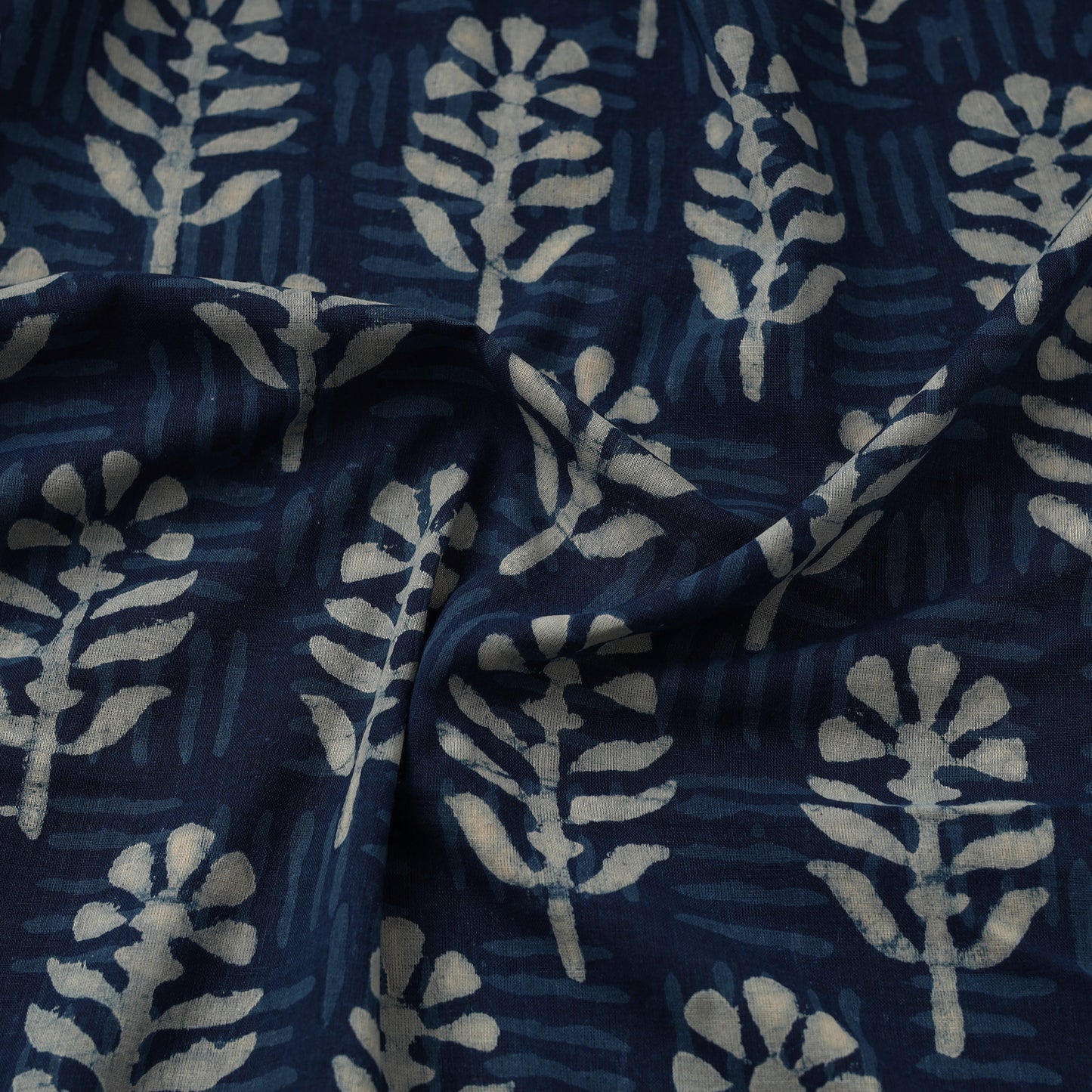 Blue Hand Block Print Cotton Indigo Bagru Fabric