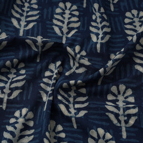 Blue Hand Block Print Cotton Indigo Bagru Fabric