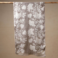 Brown - Bindaas Block Printed Natural Dyed Linen Handloom Stole 04