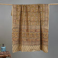 Yellow - Handloom Cotton Natural Dyed Block Print Pedana Kalamkari Towel 50