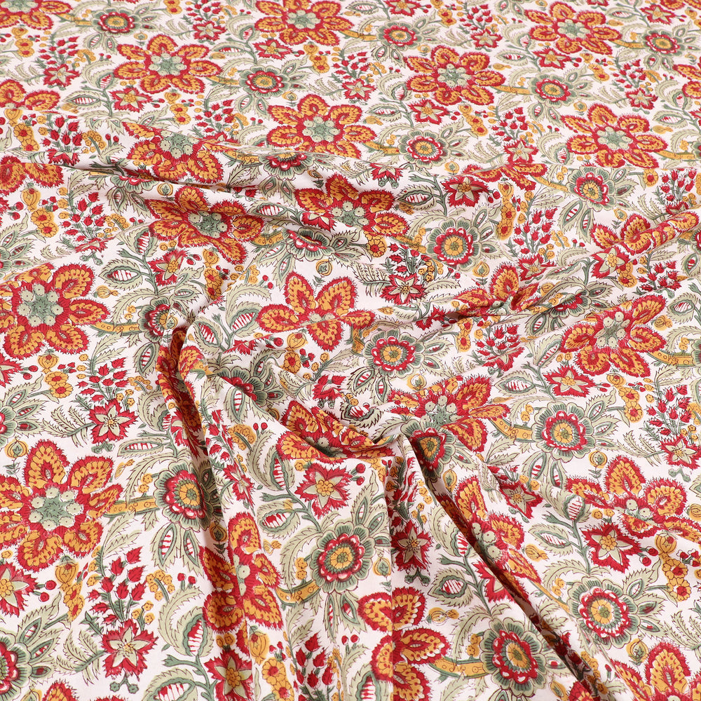 Multicolor - Pure Cotton Double Sanganeri Print Bed Cover Set 03