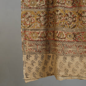 Yellow - Handloom Cotton Natural Dyed Block Print Pedana Kalamkari Towel 50
