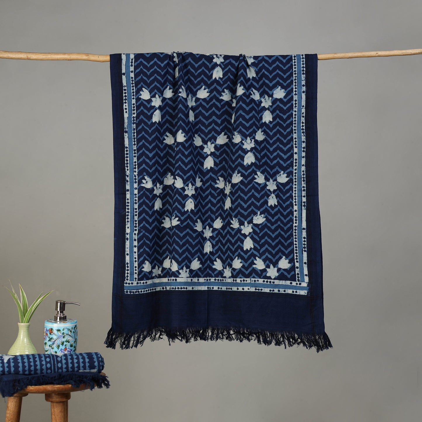 Pipad Hand Block Print Natural Dyed Pure Handloom Cotton Towel 35