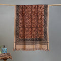 Brown - Handloom Cotton Natural Dyed Block Print Pedana Kalamkari Towel 51
