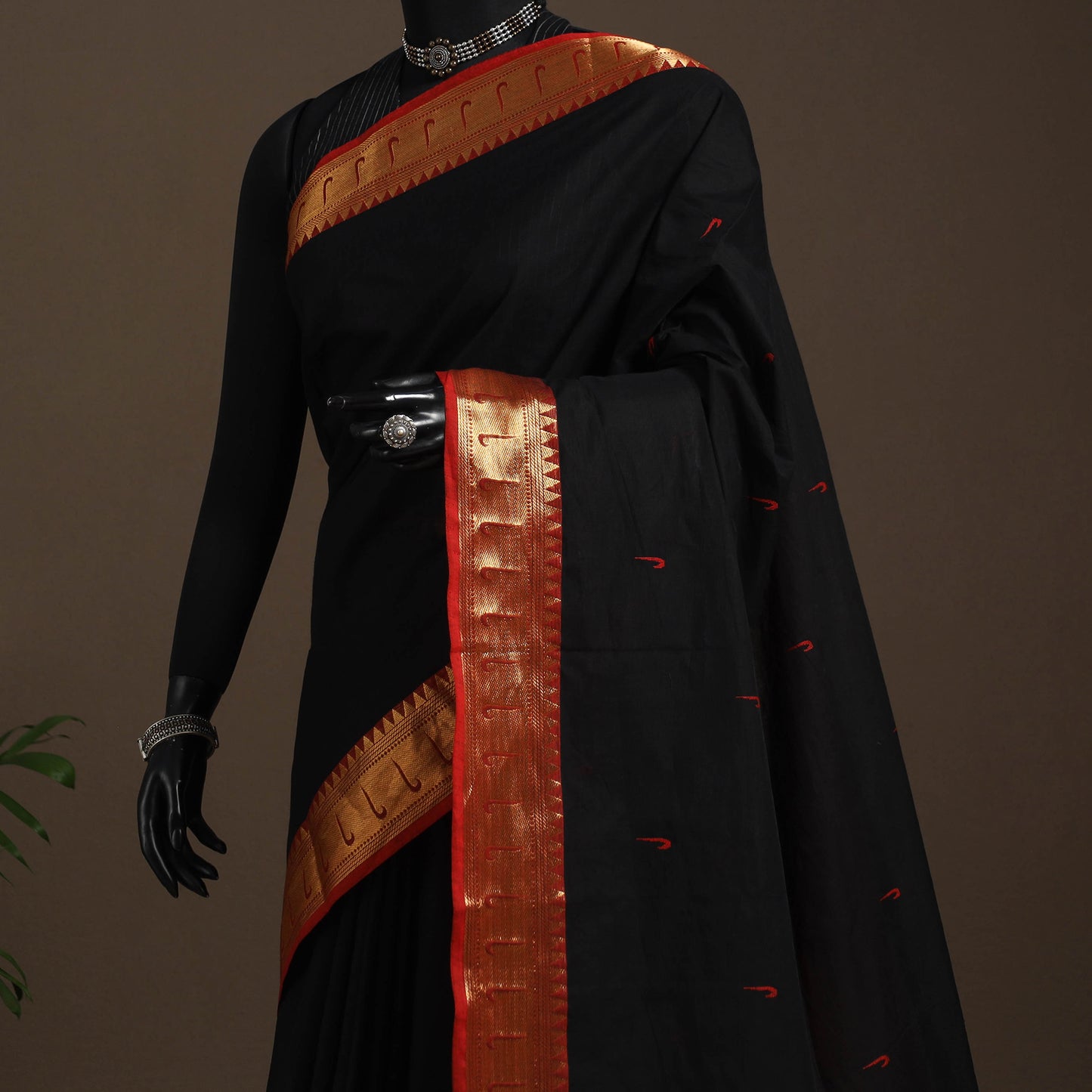 Black - kandangi buti chettinad cotton saree with border 56