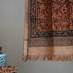 Brown - Handloom Cotton Natural Dyed Block Print Pedana Kalamkari Towel 51