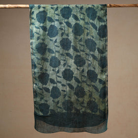 Green - handloom natural dyed linen bindaas stole 10