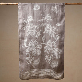 Grey - handloom natural dyed linen bindaas stole 13