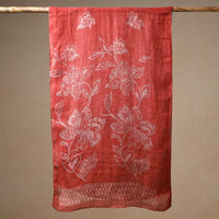 Maroon - Bindaas Block Printed Natural Dyed Linen Handloom Stole 14