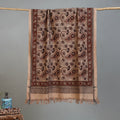 Beige - Handloom Cotton Natural Dyed Block Print Pedana Kalamkari Towel 53