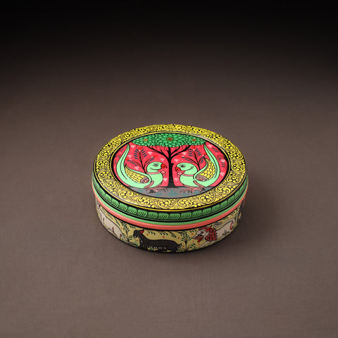 Odisha Pattachitra Handpainted Stainless Steel Masala Box (7.2 x 7.2 in) 01