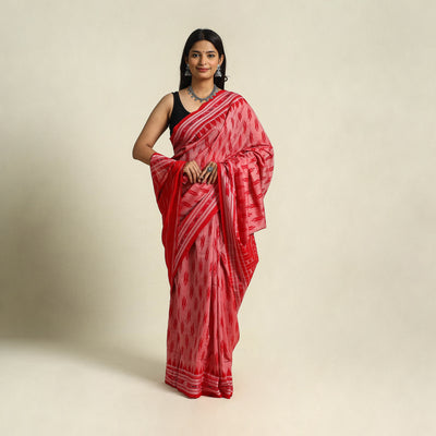 Buy Pink Ikat Handloom Cotton Sambalpuri Saree