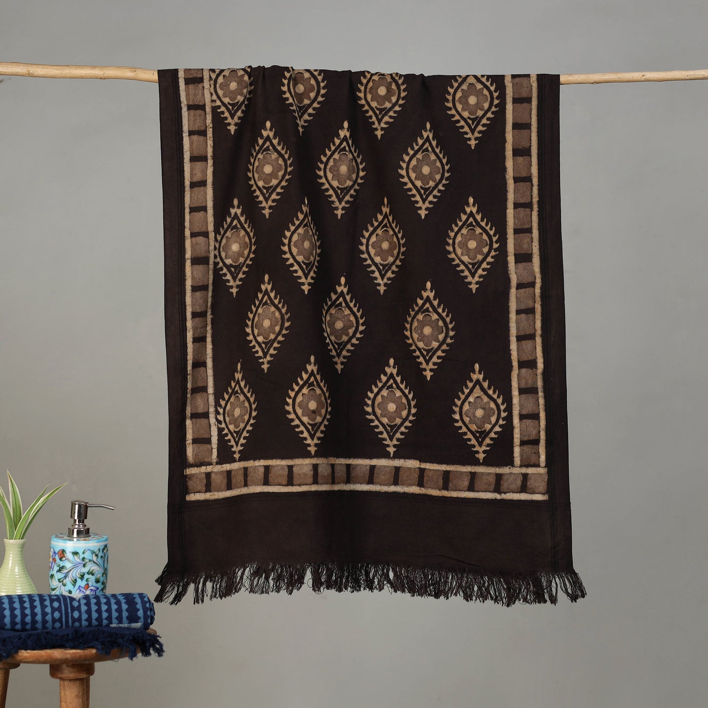 Pipad Hand Block Print Natural Dyed Pure Handloom Cotton Towel 36