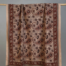 Beige - Handloom Cotton Natural Dyed Block Print Pedana Kalamkari Towel 53