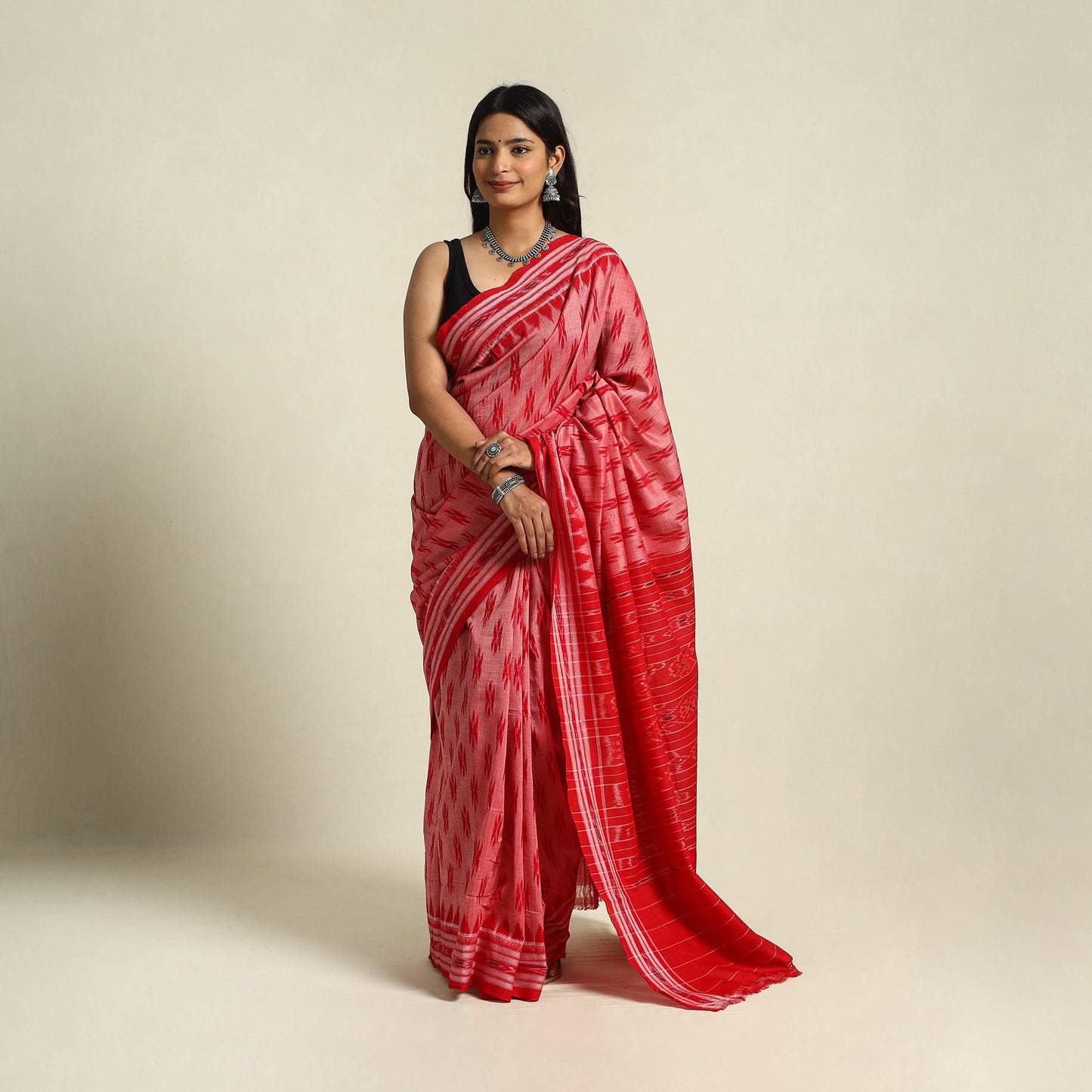 Buy Pink Ikat Handloom Cotton Sambalpuri Saree