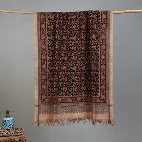 Maroon - Handloom Cotton Natural Dyed Block Print Pedana Kalamkari Towel 54