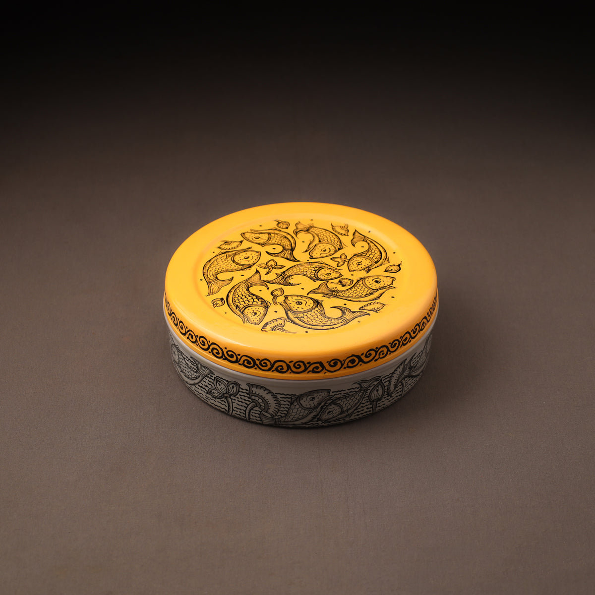 Odisha Pattachitra Handpainted Stainless Steel Masala Box (7.2 x 7.2 in) 02