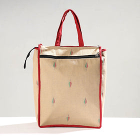 Beige Handmade Jacquard Cotton Shopping Bag