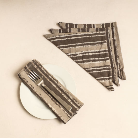 Set of 4 - Bagru Block Printed Cotton Table Napkins (18 x 18 in)