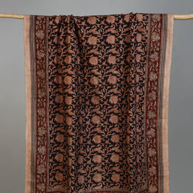 Brown - Handloom Cotton Natural Dyed Block Print Pedana Kalamkari Towel 55