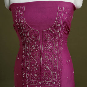 Hand Embroidery 2pc Mul Chanderi Chikankari Dress Material