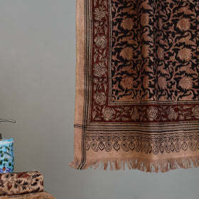 Brown - Handloom Cotton Natural Dyed Block Print Pedana Kalamkari Towel 55